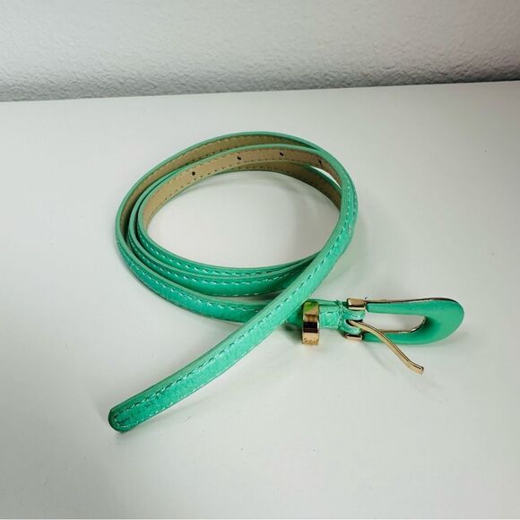 Skinny Vegan Leather Mint Green Belt 32-37 In. - Picture 1 of 1